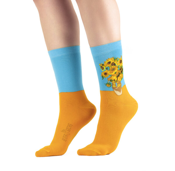 Chaussettes artistiques avec motifs de tournesols d'après Van Gogh