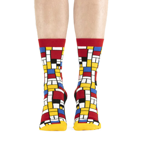 Chaussettes inspirées par Piet Mondrian, motifs géométriques en coton, confortables et durables