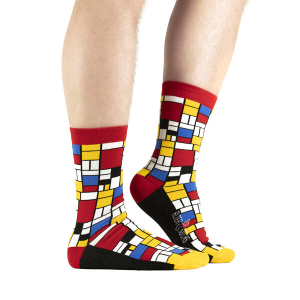 Chaussettes inspirées par Piet Mondrian, motifs géométriques en coton, confortables et durables