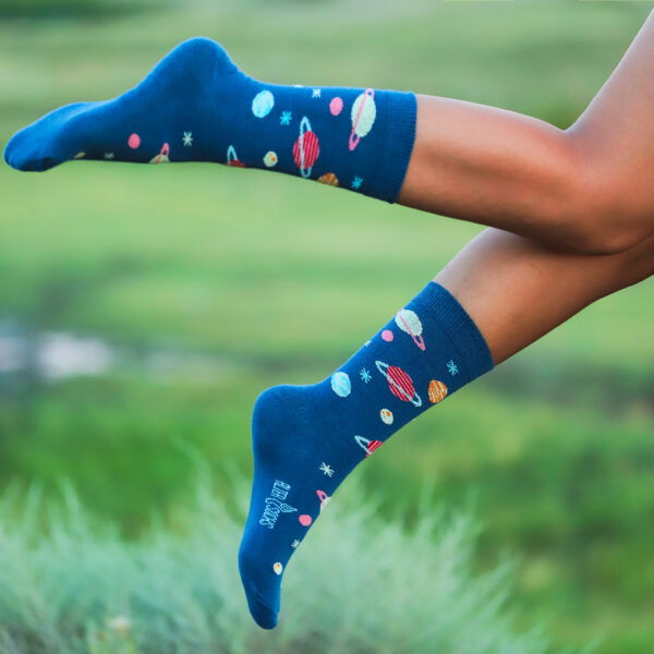 Chaussettes originales avec motifs d'astres et planètes, fun et confortables, qualité premium