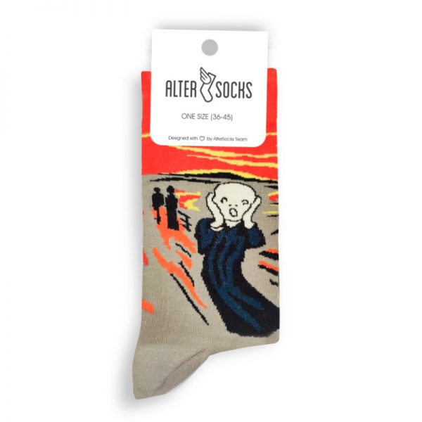 Chaussettes rendant hommage à Le Cri de Munch, confortables et respirantes, parfaites pour les amateurs d'art