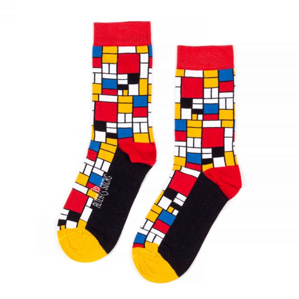 Chaussettes confortables au design Mondrian, durables et stylées, ajoutent une touche artistique à votre tenue