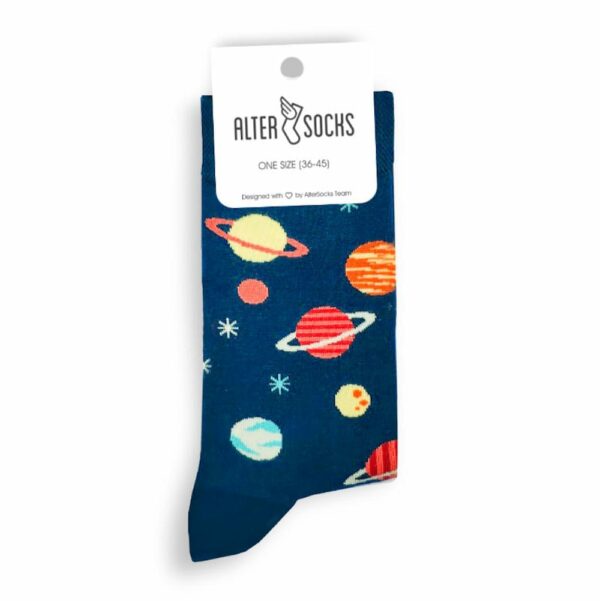 Chaussettes de qualité en coton, motifs planètes et espace, parfaites pour un style original et casual