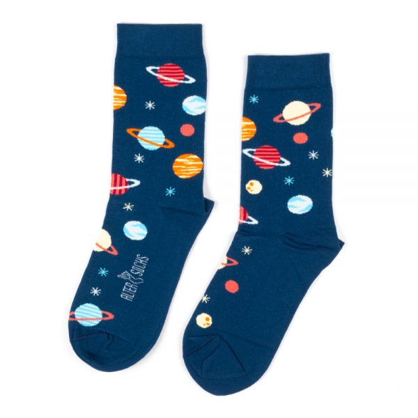 Chaussettes de qualité en coton, motifs planètes et espace, parfaites pour un style original et casual