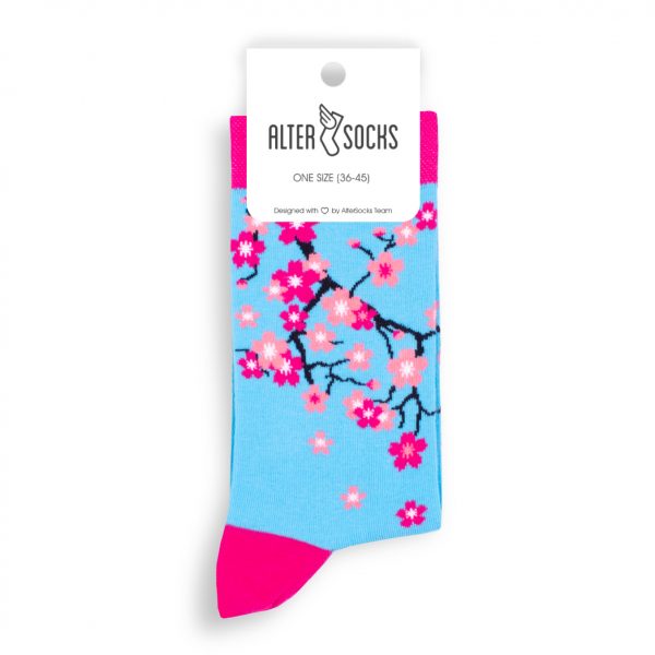 Chaussettes originales motifs fleurs de cerisier, confort coutures plates, respirantes et durables