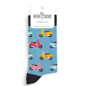 Chaussettes fantaisie avec motifs de scooters Vespa colorés