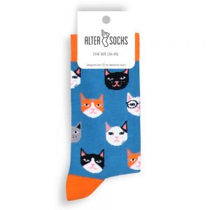 Chaussettes chats bleu