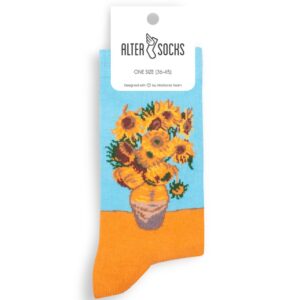 Chaussettes fantaisie avec reproduction de l'œuvre Les Tournesols de Van Gogh