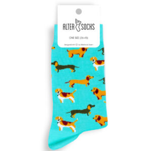 Chaussettes vert clair avec imprimé chiens pour hommes et femmes