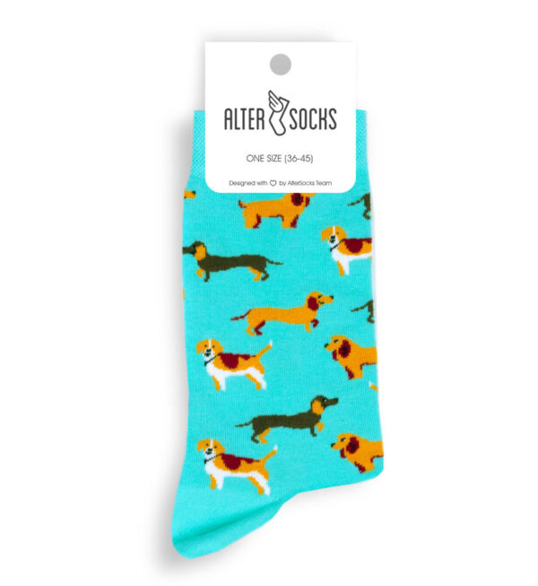 Chaussettes vert clair avec imprimé chiens pour hommes et femmes