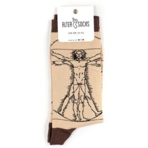 Chaussettes fantaisie avec illustration de L'Homme de Vitruve par Léonard de Vinci